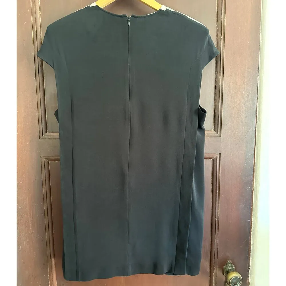 FELIPE OLIVEIRA BAPTISTA | Silk Crepe Architectural Tuxedo Style Shift Dress 38 Black Size 8 - Image 8