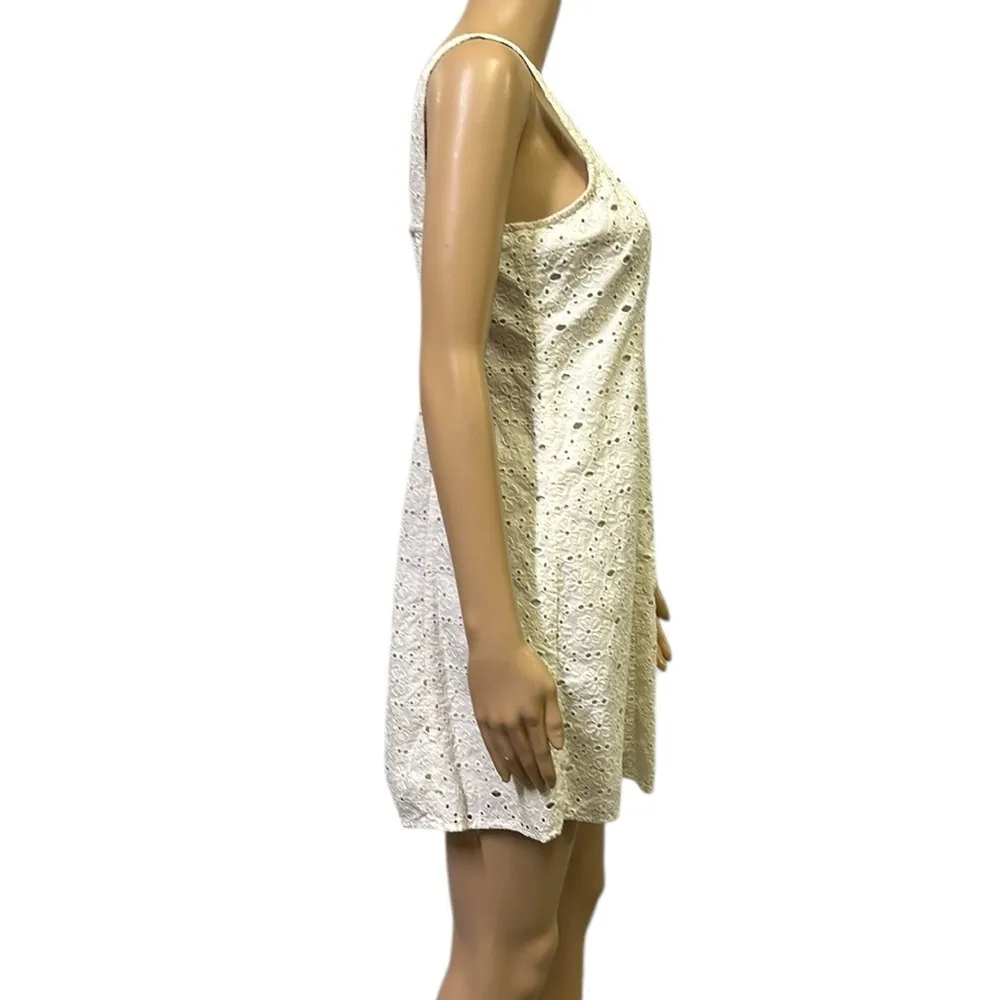 American Eagle Cream Sleeveless Button Down Eyelet Lace Mini Dress Womens Small - Image 4