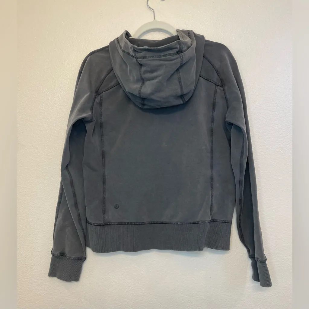 Lululemon Women’s Loop Zip Up Hoodie Acid Rubber‎ Dye Black Size L - Image 4