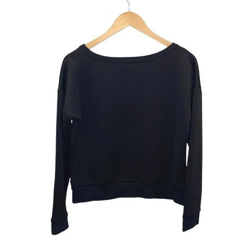 ROCK & REPUBLIC NOIR‎ France BLACKTIE CROPPED SEQUIN SWEATSHIRT Black Medium - Image 3