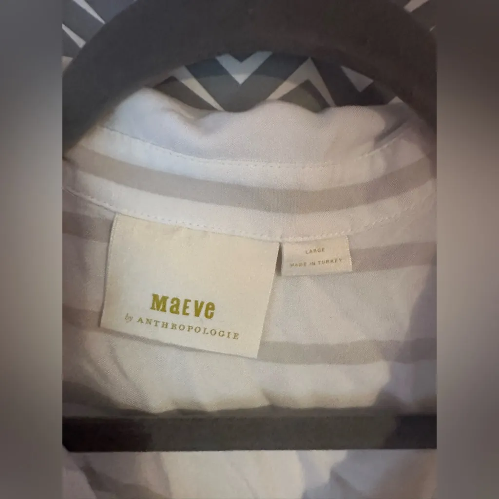 Anthropologie / Maeve | Sandbridge Striped Button Down Blouse, Size L - Image 7