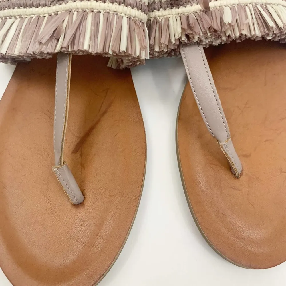 NWOT Lucky Brand Akerlei Raffia Fringe Flat Sandals Size 8.5 Mauve Pink - Image 3
