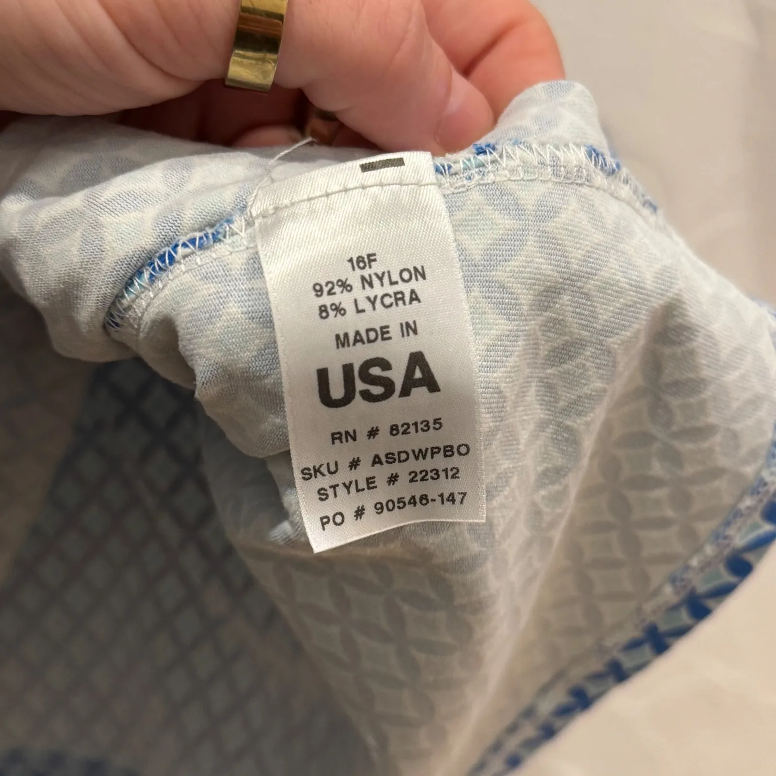 Fresh Produce Blue Geometric Print Jersey Wrap Dress‎ USA Made Sz Large - Image 4