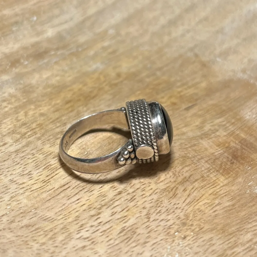 Raised Black Onyx 925 Sterling Silver Ring - Image 6