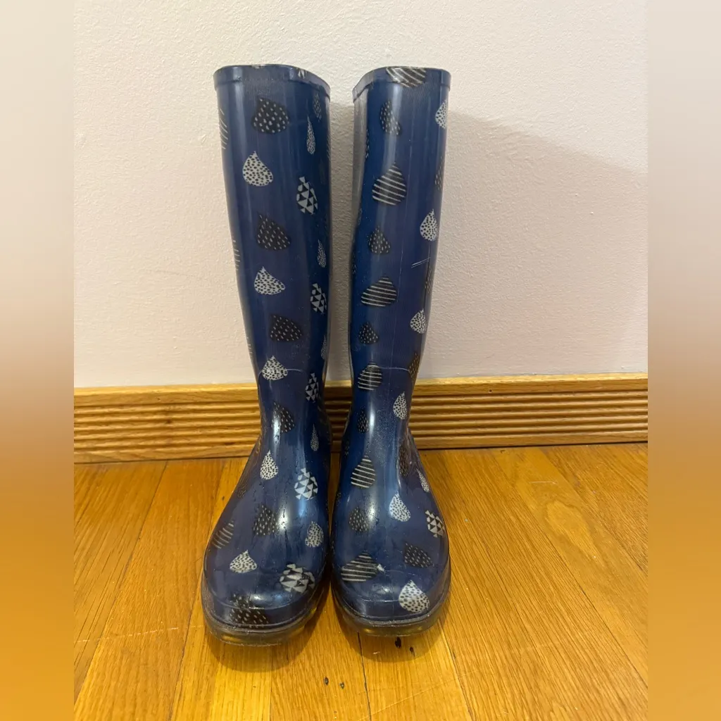 TOMS RAINDROP PRINT RAIN BOOTS WELLIES SIZE 8 - Image 2