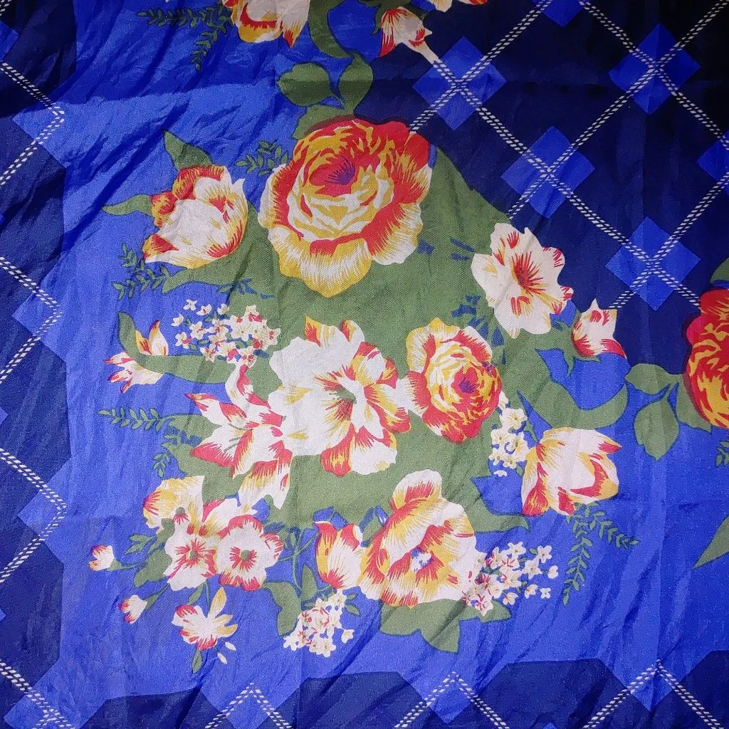 Chintz Roses Square Scarf Vintage Flower Floral Blue Red Diamond Plaid Argyle - Image 12