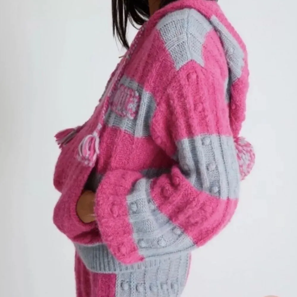 LoveShackFancy Pink and Gray Cardigan Sweater - Image 8