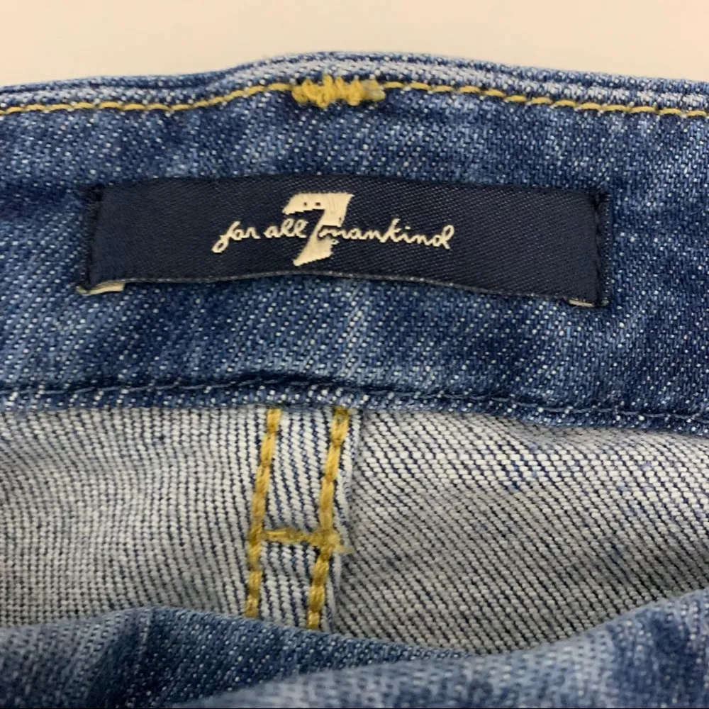 EUC 7 For All Mankind Ankle Skinny Side Panel Raw Hem Jeans Size 27 - Image 2