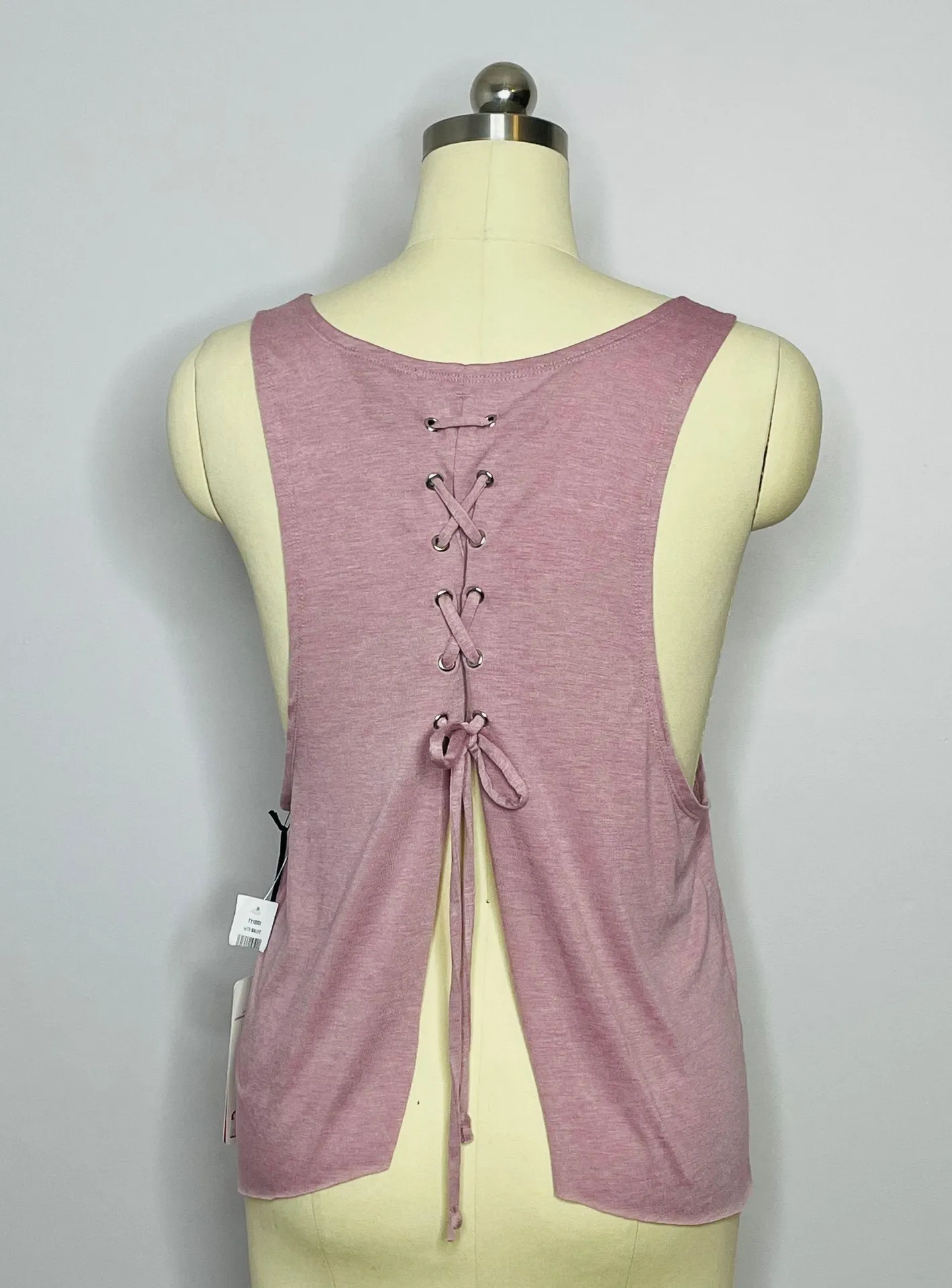 Mauve Lace-Up Back Tank L - Image 6