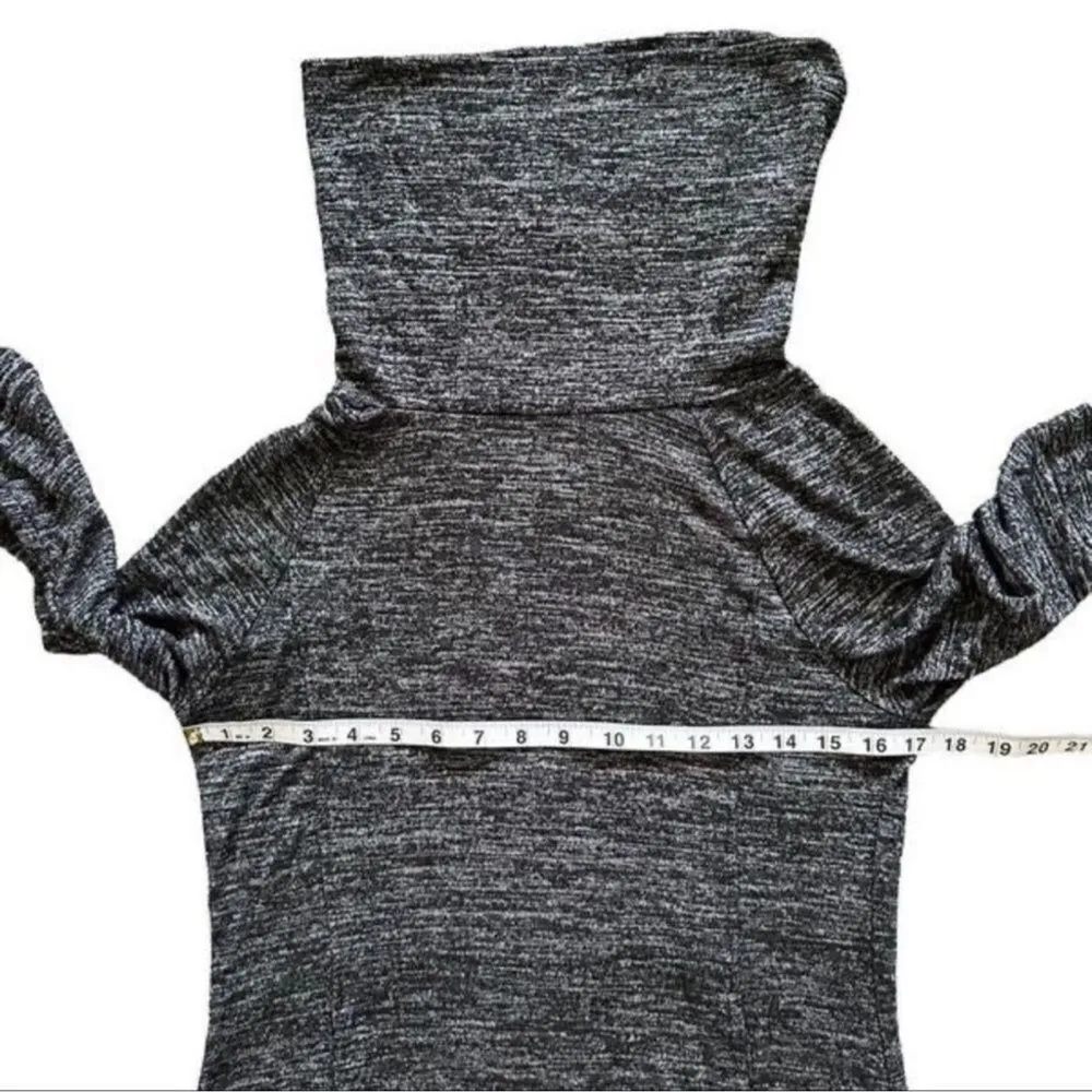 Nicole Miller Cowl Neck Heather Black Long Sleeve Sweater w/ Pockets Sz Medium - Image 10