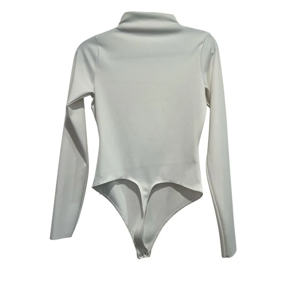 Good America‎ Womens Size 3 Large White Long Sleeve Scuba Funnel Neck Bodysuit - Image 2