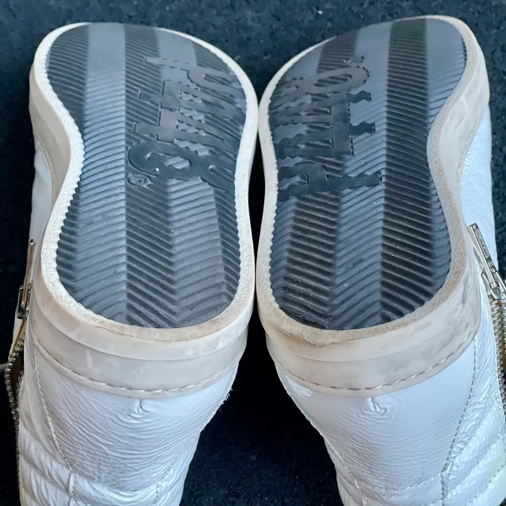 P448 high top white patent leather sneakers size (38) US SIZE 7.5 - 8 womens - Image 11