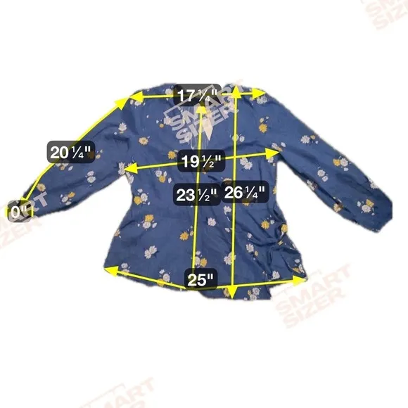 NWT Old Navy Women Large Yellow Floral V-Neck Wrap Blue Peasant‎ Shirt Casual - Image 8