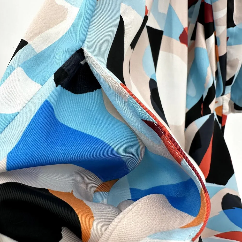 Anthropologie Breezy Wide-Leg Jumpsuit Pull On Pockets Adjustable Blue Multi M - Image 3