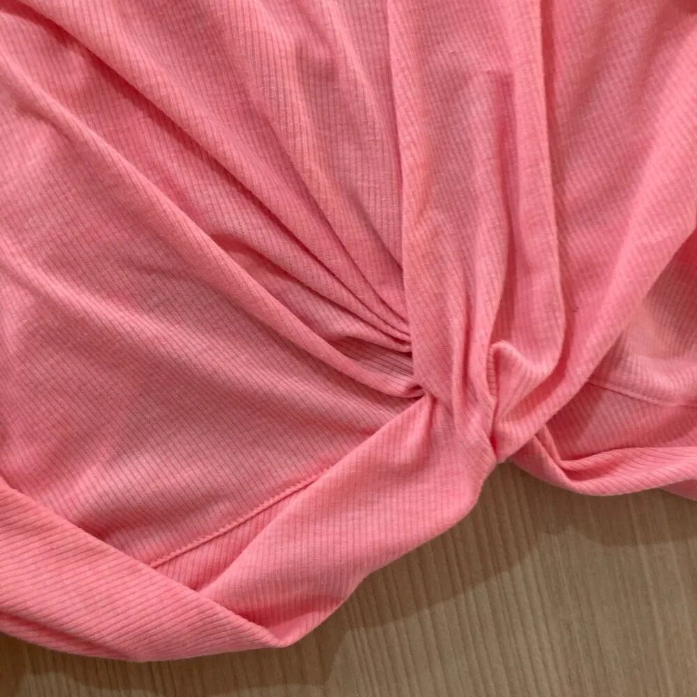 All In Motion Activewear T Shirt 3X Bright Pink Ribbed Polyester Spandex Twist - Image 2