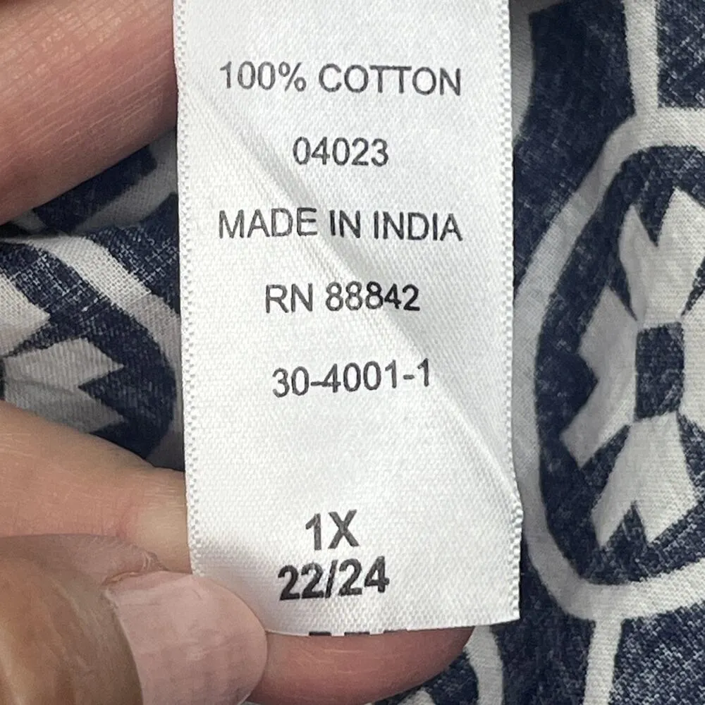 Woman Within Tunic Top Women’s 1X 22/24 Black White Embroidered Boho Cottagecore - Image 4