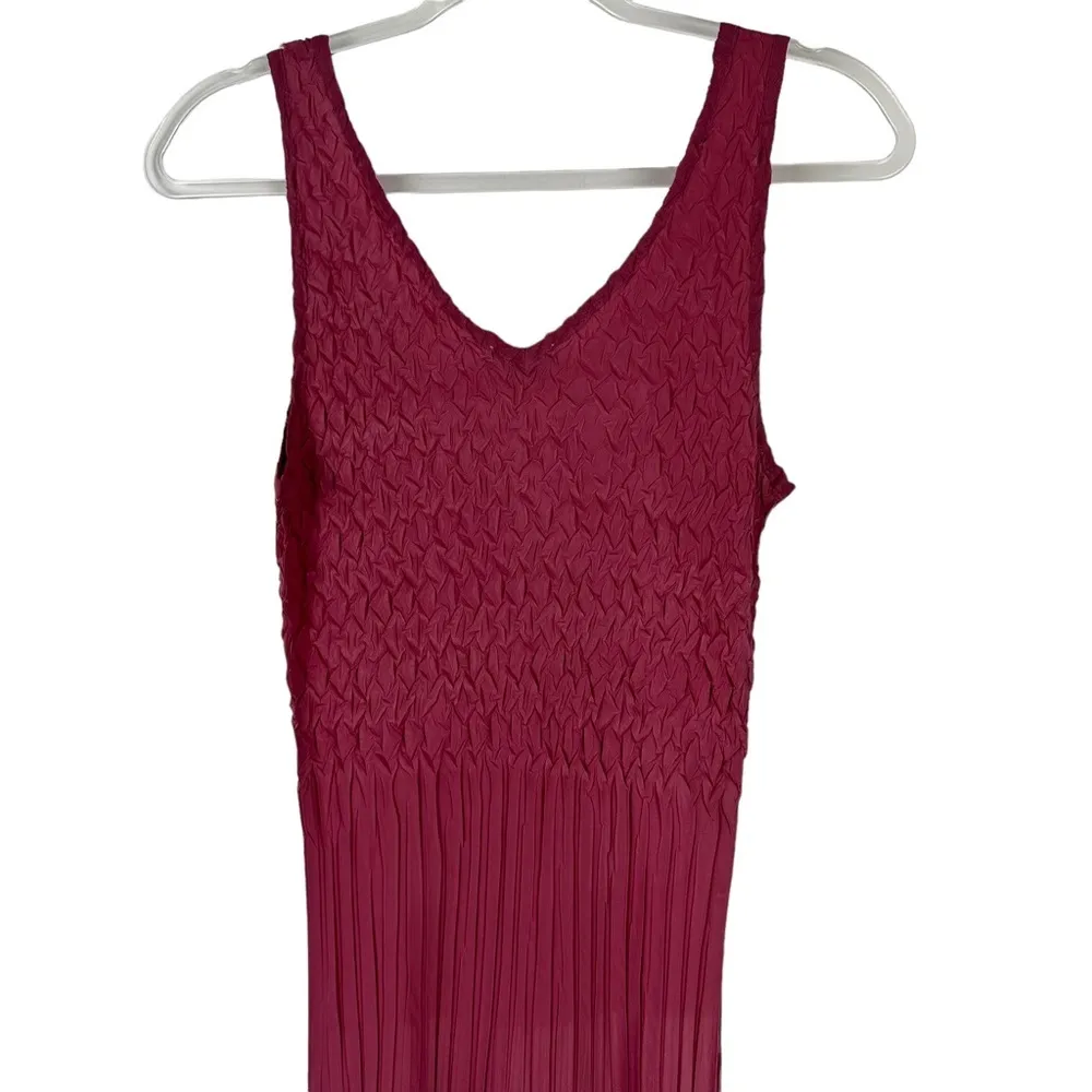 Komarov‎ Sz XS/S Women's Mauve Pink Vneck Pleated Skirt Sleeveless Maxi Dress - Image 6