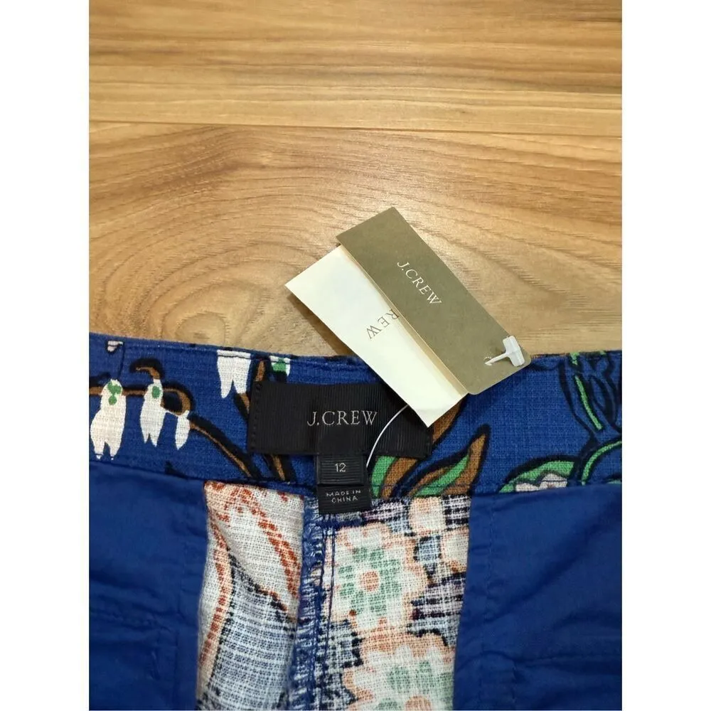 J.Crew NWT Shorts Womens Blue Floral Tropical Cotton Sz 12 or large - Image 3