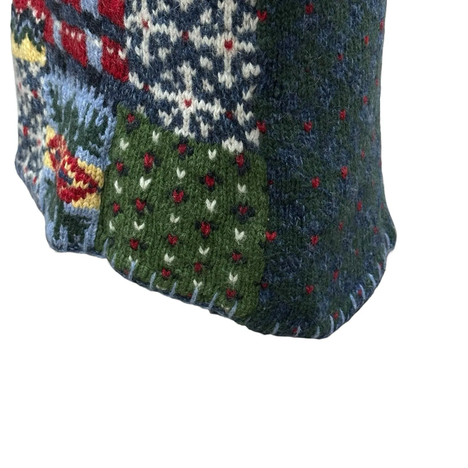 Vtg Liz Claiborne 80s 90s Ugly Cosby Granny Sweater Xmas Hand Knitted Wool SZ M - Image 5