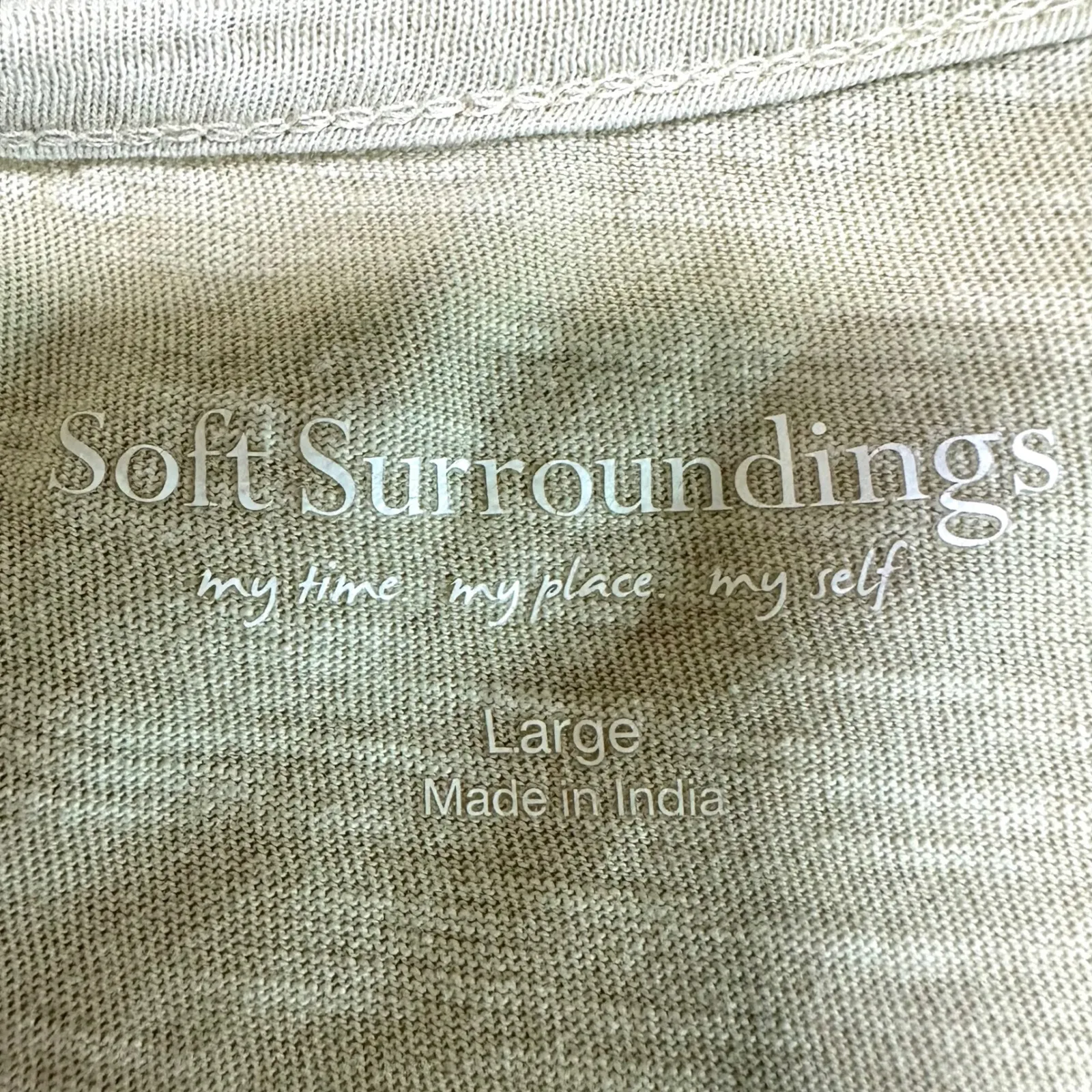 SOFT SURROUNDINGS Gold Embroidered Lace Tank Top 100% Cotton Women's L Bohemian - Image 6