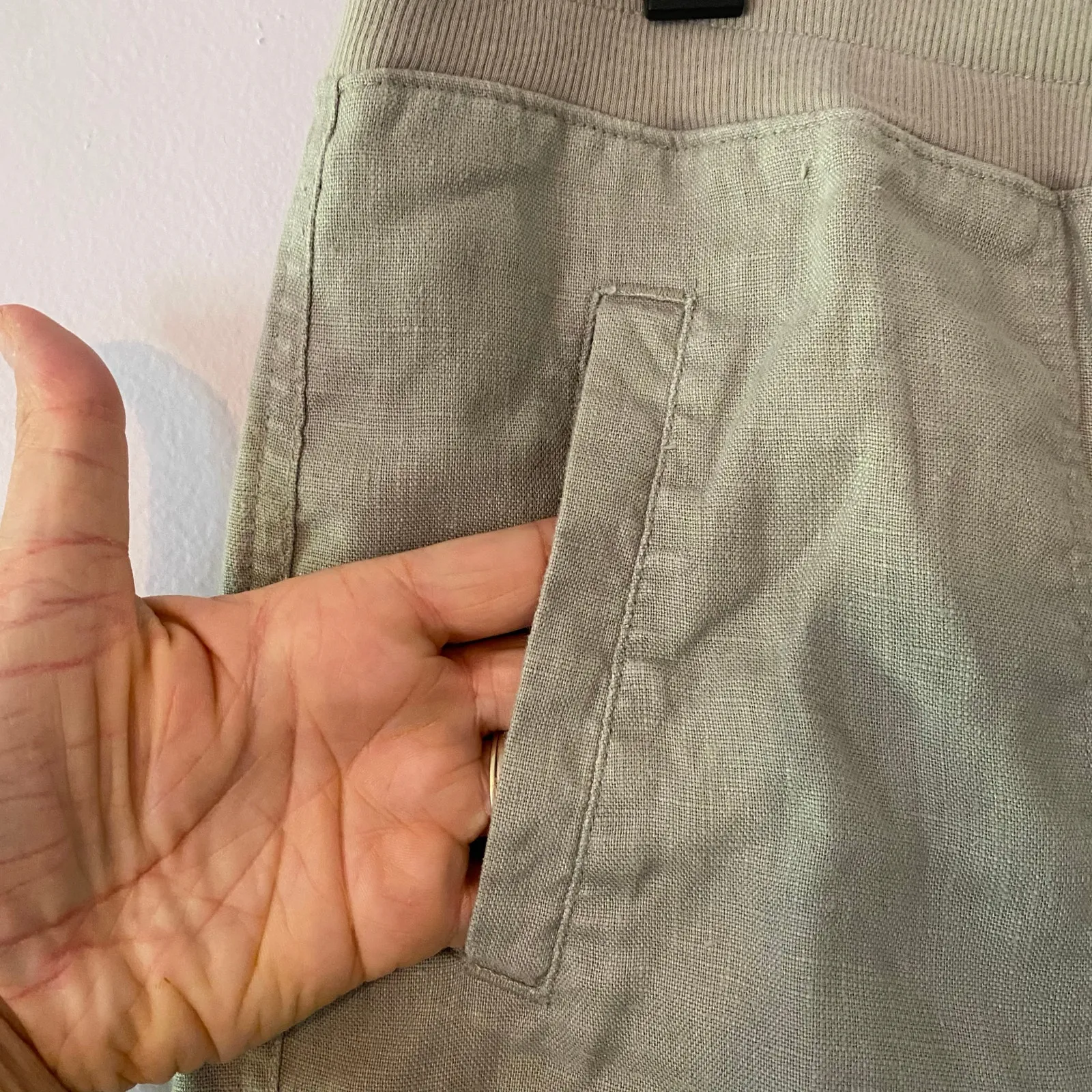 Standard James Perse Gray Tan Lounge Pants 100% Linen Straight Leg size 3/ Large - Image 4