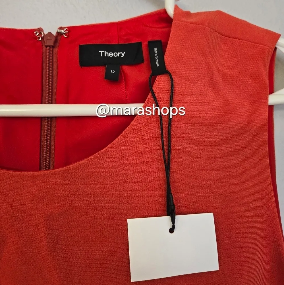 Theory Raneid W Crepe Sleeveless A-Line Dress in Crepe - Image 4