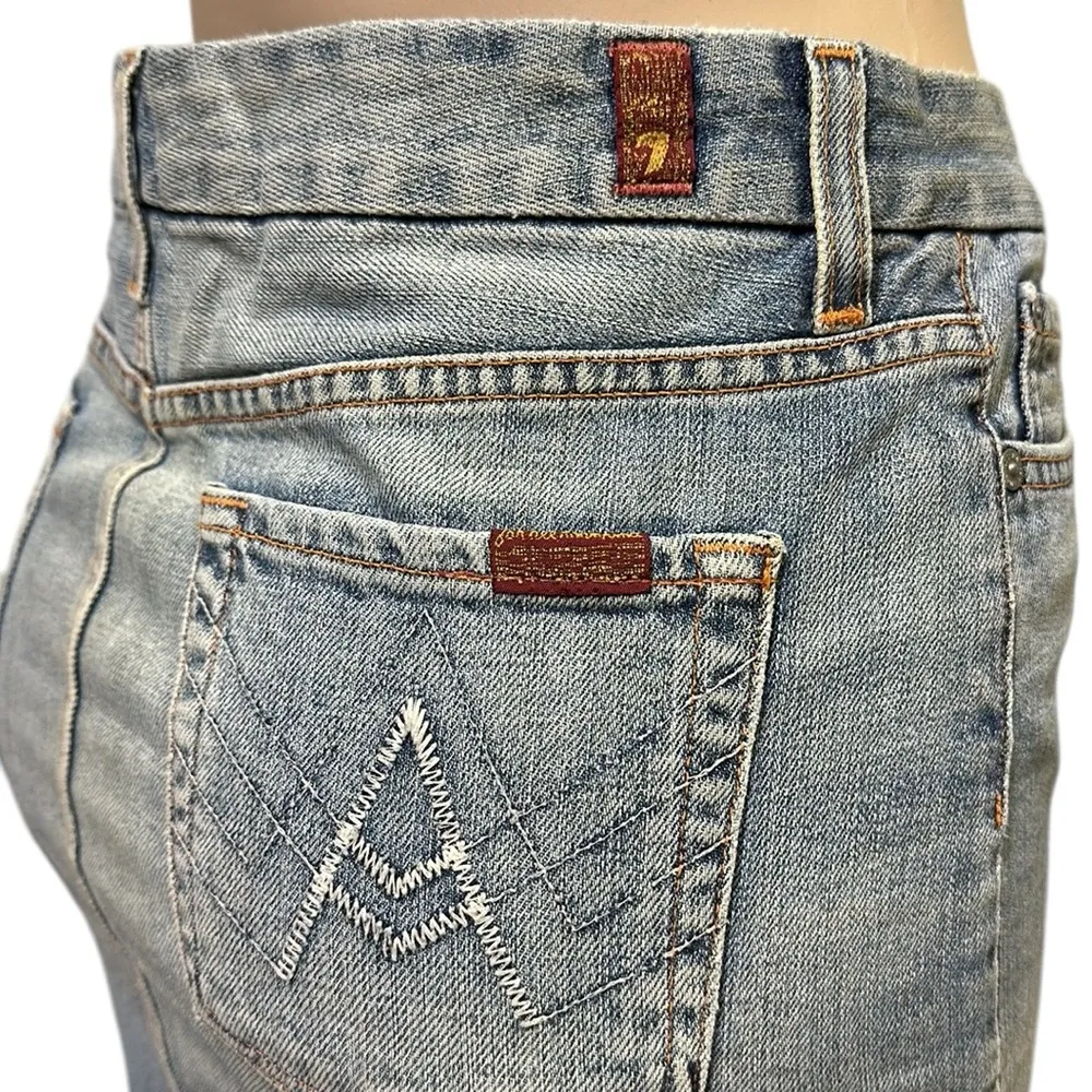 7 For All Mankind Slit Front Kaia Denim Midi Blue Jean Skirt 26 or size 2 - Image 5
