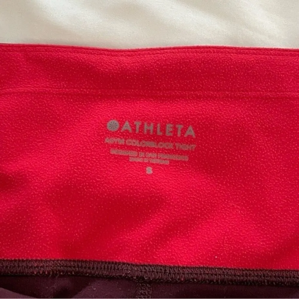 Athleta Asym Colorblock Tight Plush Supersonic High Rise Burgundy Mulberry SMALL - Image 5