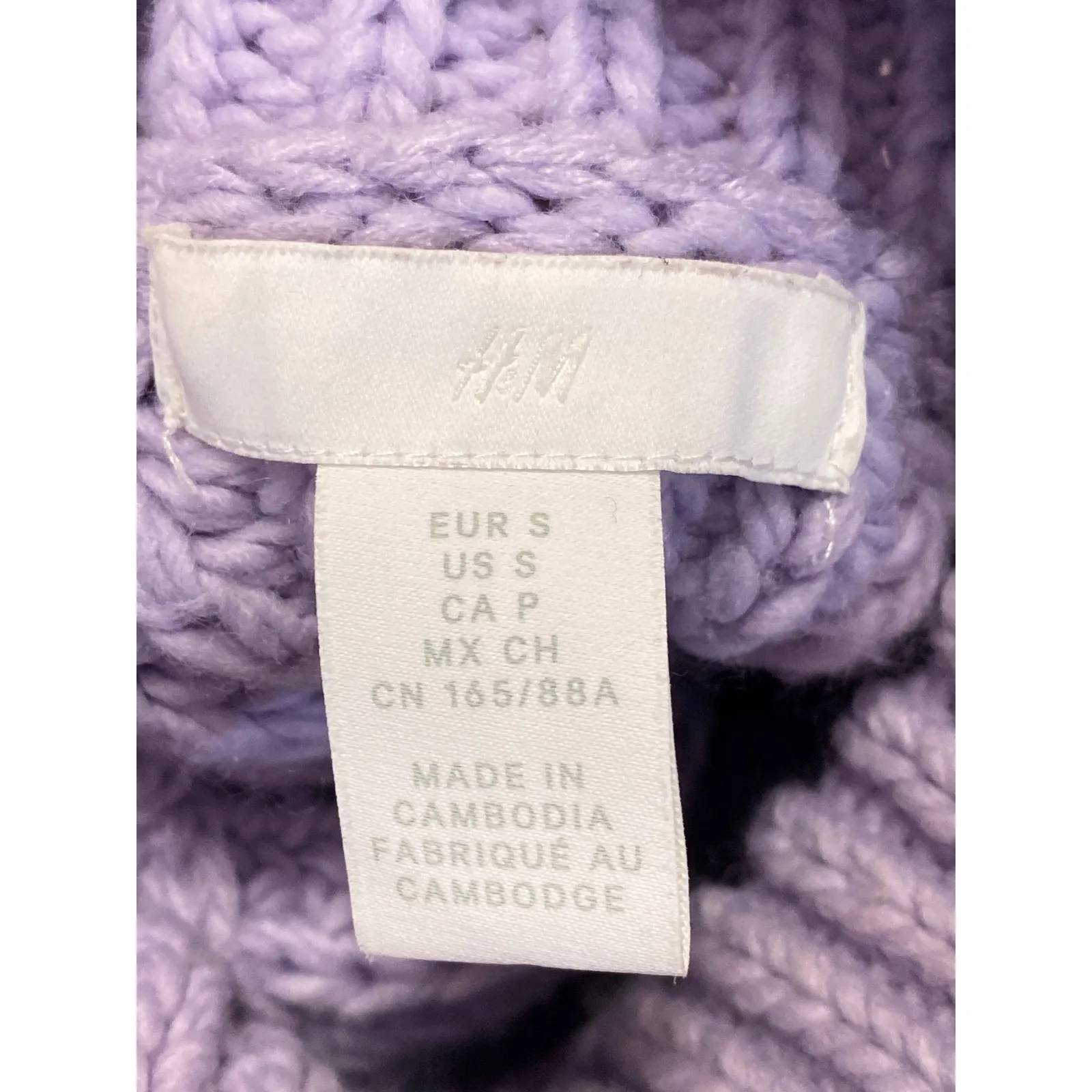 H&M Purple Lilac Wool Long Sleeve Ribbed Knit Chunky Turtleneck Sweater Top Sz S - Image 4