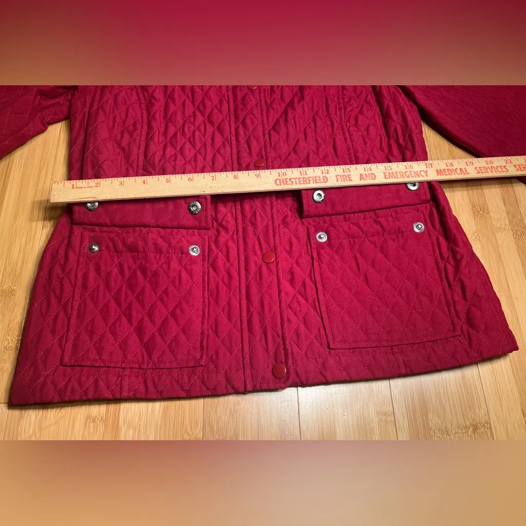 Merona Women's Minimalist Casual Red Diamond Quilted Long Sleeve Jacket|Size:S - Image 8