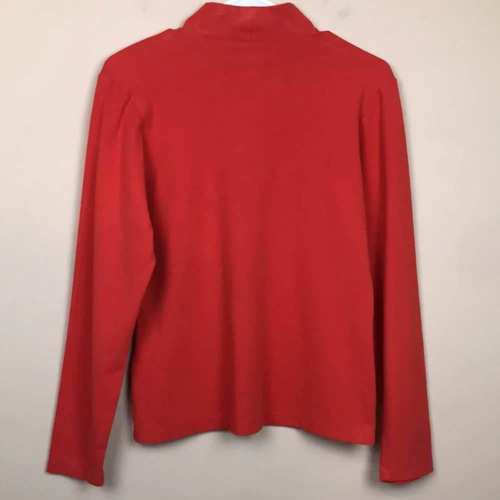 Patagonia Women’s Knit Mock Neck Organic Cotton Orange Long Sleeve Shirt - Image 5