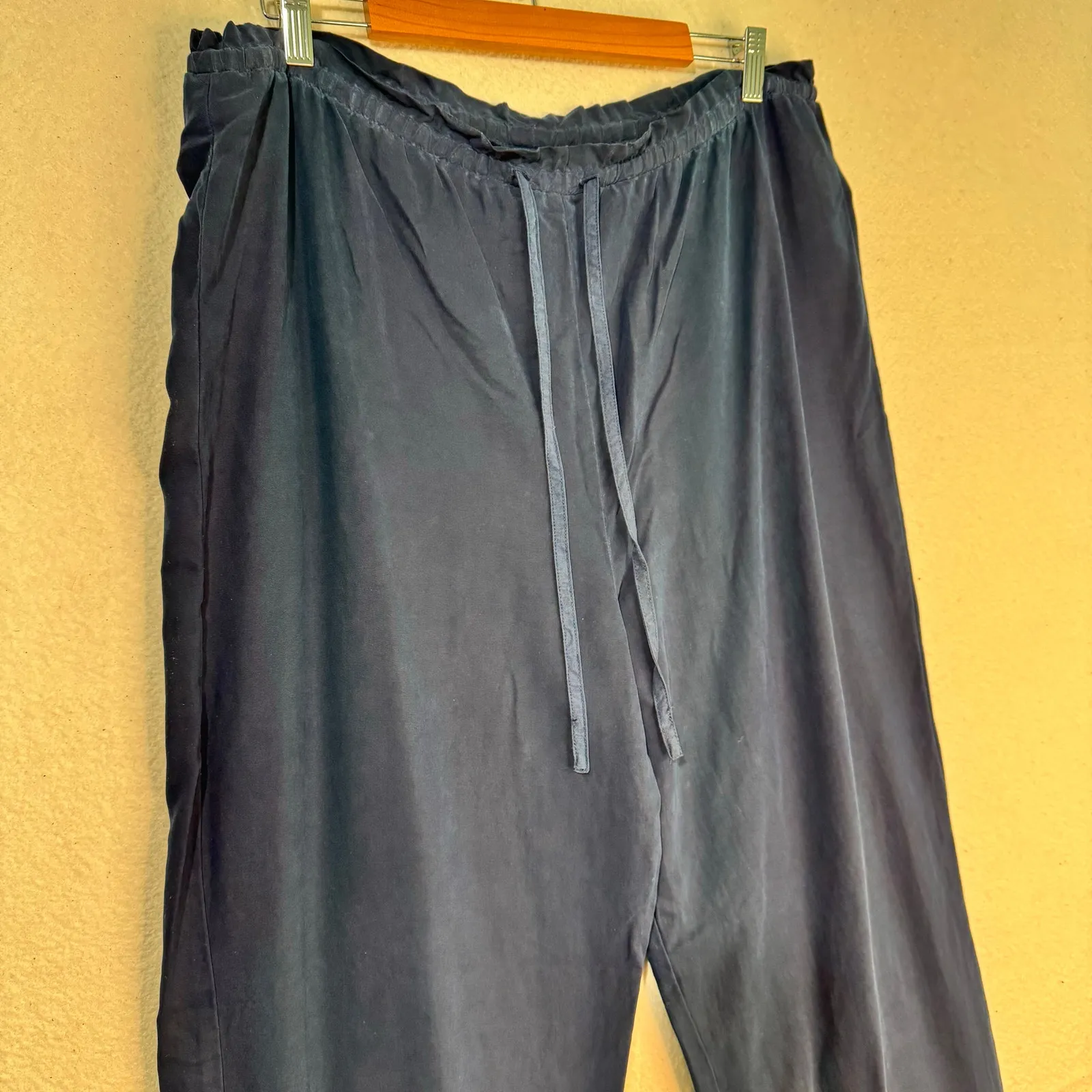 Karent Kane Lifestyle Petites VTG Wide Leg Drawstring Waist Navy Pants Medium - Image 6