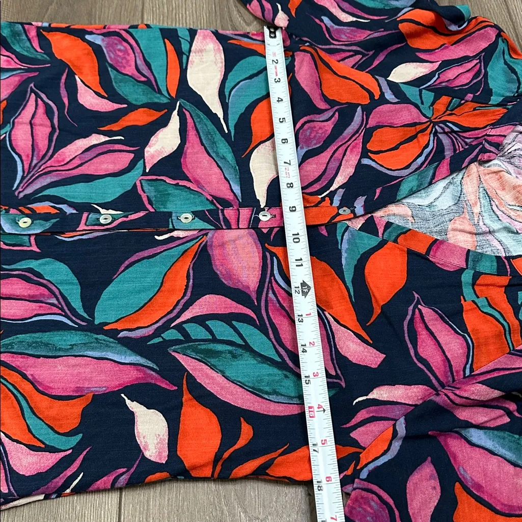 Evereve Long Sleeve Rayon Blouse Multicolor Floral Print Blue Pink Size Small - Image 10