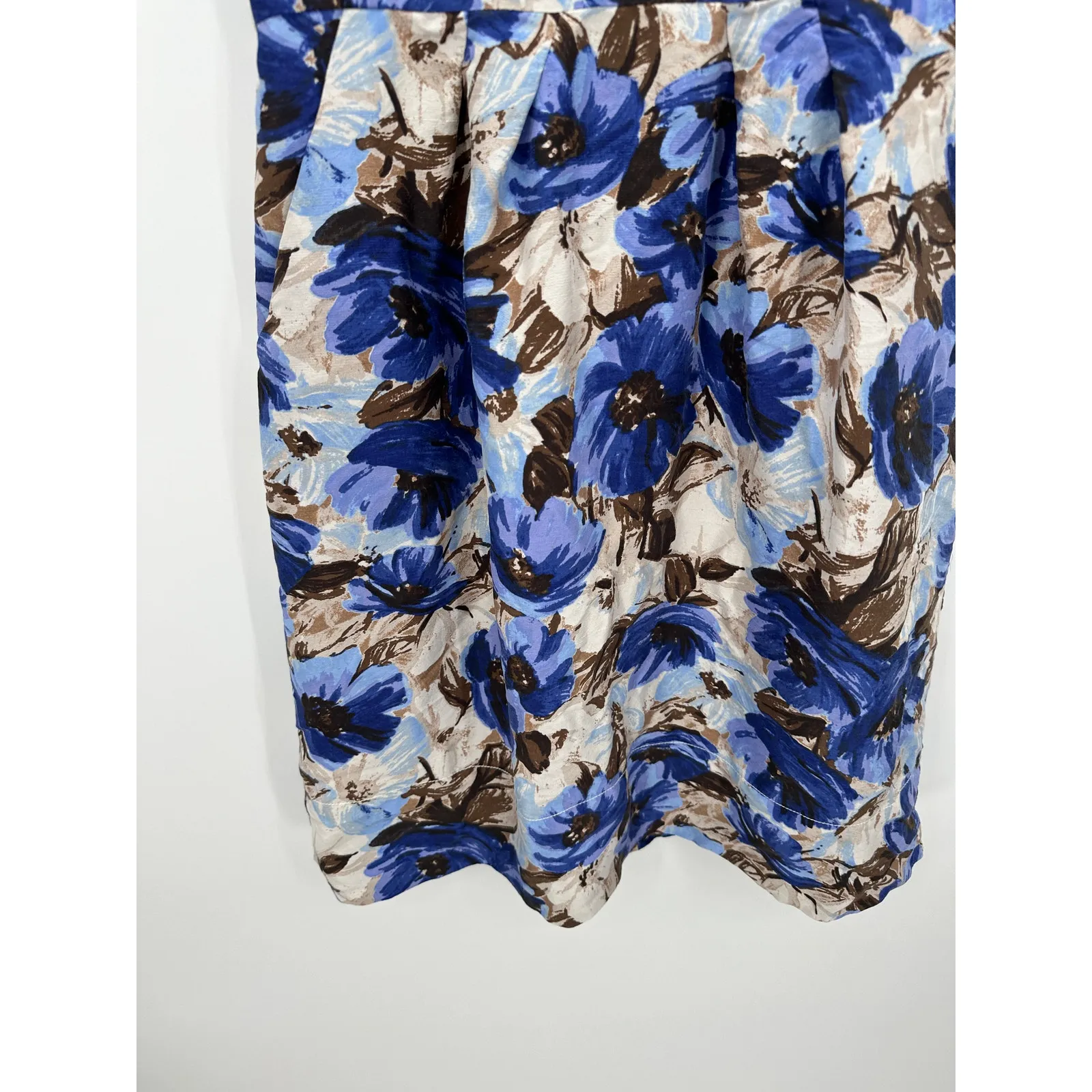 Banana Republic Blue‎ Cream Floral Silk Sheath Dress Cap Sleeve Knee Length Sz 4 - Image 5