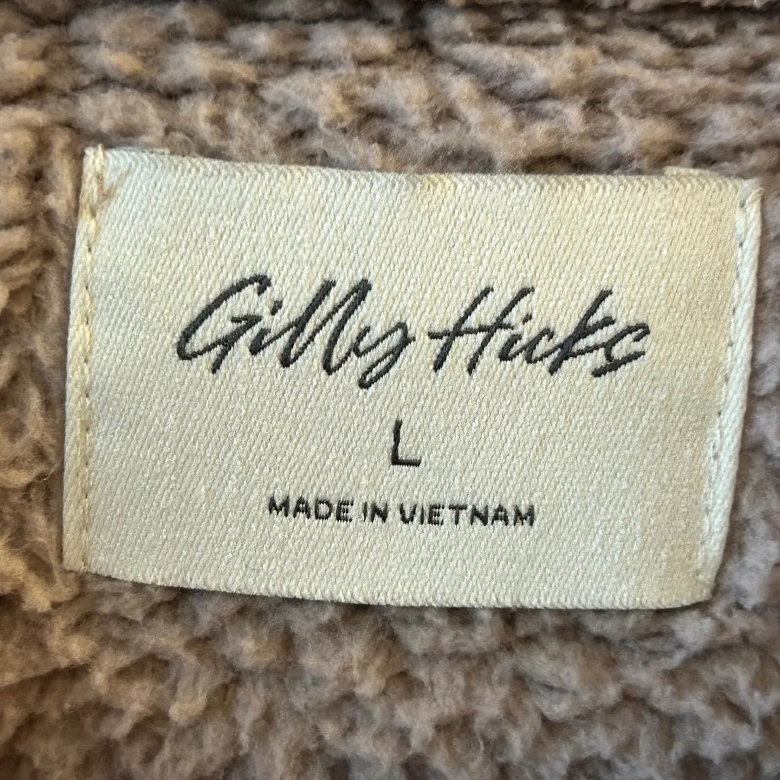 Gilly Hicks Fuzzy Fleece Cropped Hoodie Sweatshirt Tan Size L - Image 3