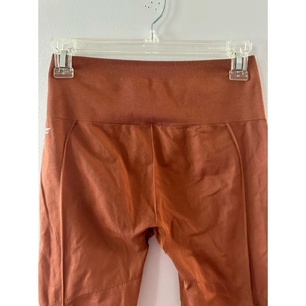 Fabletics Leggings Women's Small Burnt Brick Sync High Waisted Perforated 7/8 - Image 5