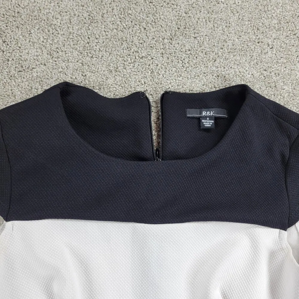 R&K Dress Womens 4 White Black Red Color Block Stripes Short Cap Sleeve Office - Image 7