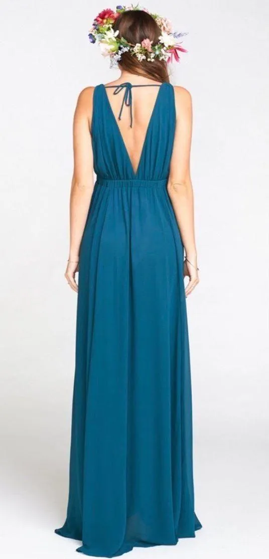 Ava Maxi Dress Deep Jade Chiffon - Image 2