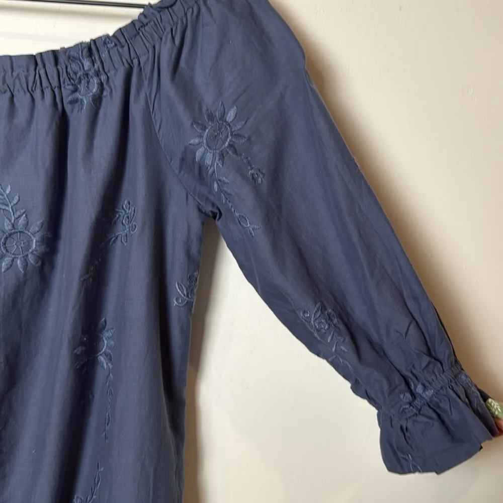 Abercrombie & Fitch Blue 100% Cotton Hippie Boho Style Off the Shoulder Dress S - Image 3