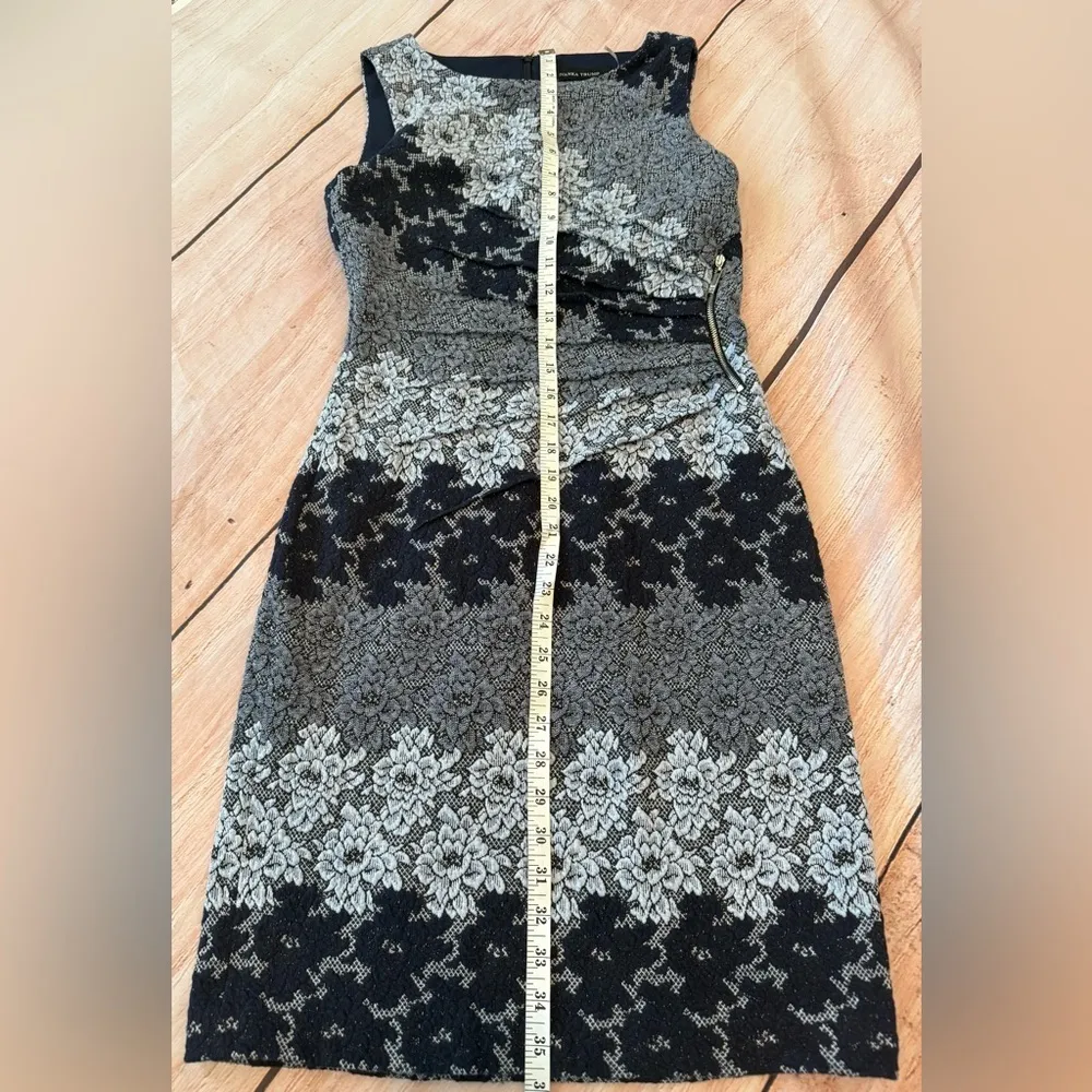 COPY - Ivanka Trump Blue Navy Casual Floral Sheath Sleeveless Dress Size 4 Even… - Image 2