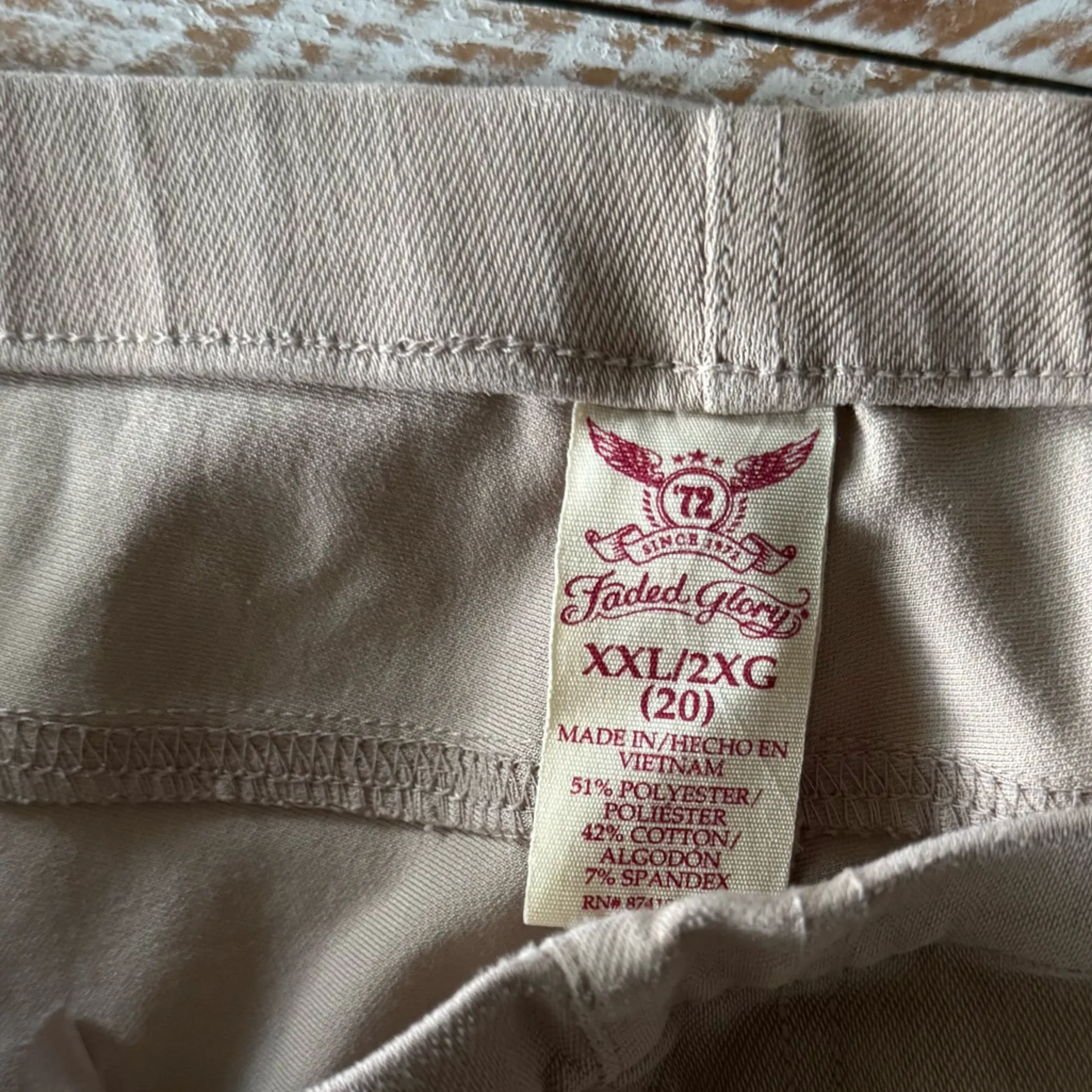 Faded Glory 👖  Tan Jean Shorts XXL | Pull-On Stretchy Comfy Fit 👖 ~2X - Image 5