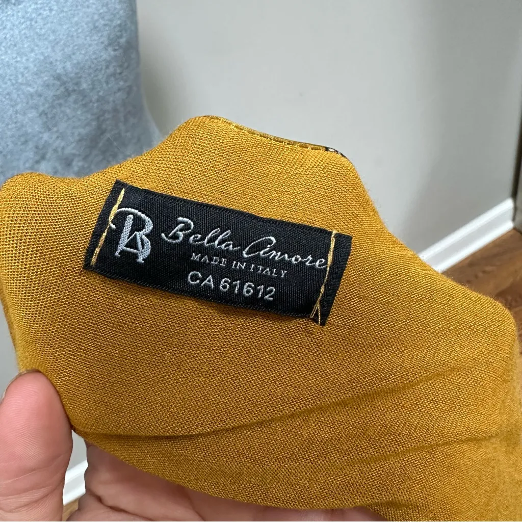 Bella Amore Silk Paisley Animal Print Sheer Blouse Top Cape Bat Sleeve Lined M/L Gold Size L - Image 8