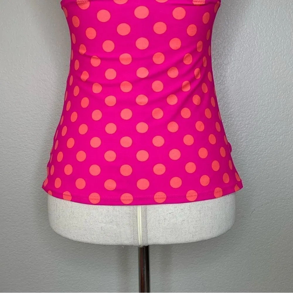 NWOT Arizona Hot Pink Polka Dot Tankini Beach Swimwear Top - Image 7