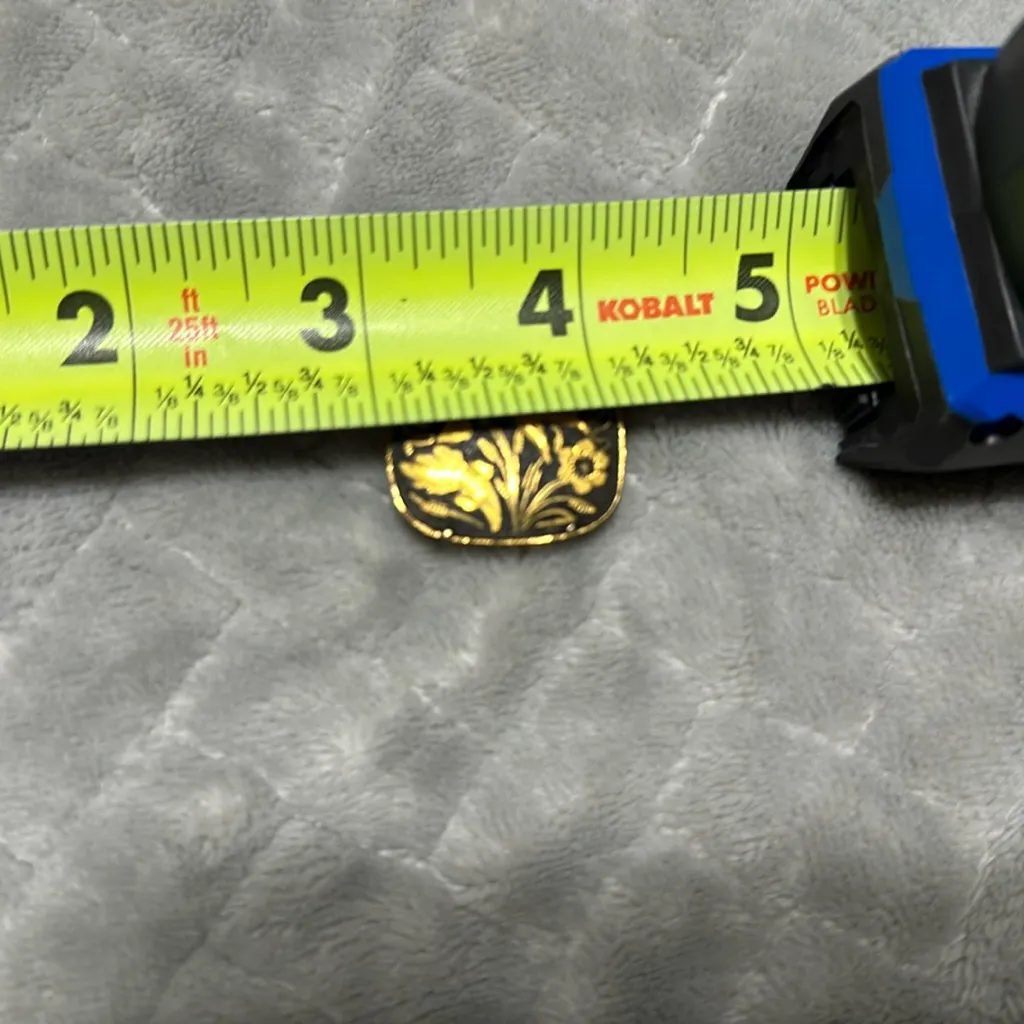 1940s Damasquinado in Gold Brooch Made in Spain Damascene Black - Image 3