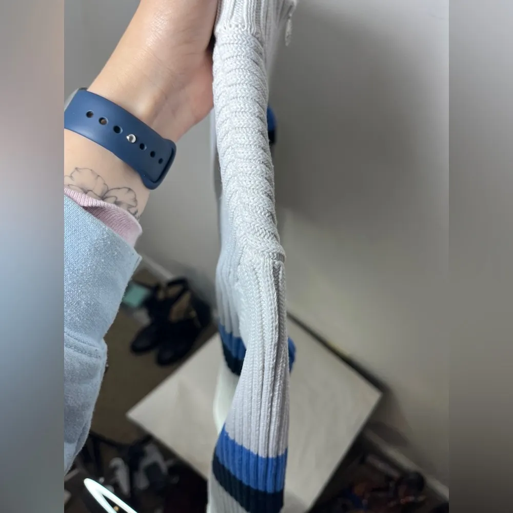 Tory Burch Sport Retro Preppy White Blue Color Blocked Cardigan Sweater Sz M Size M - Image 12