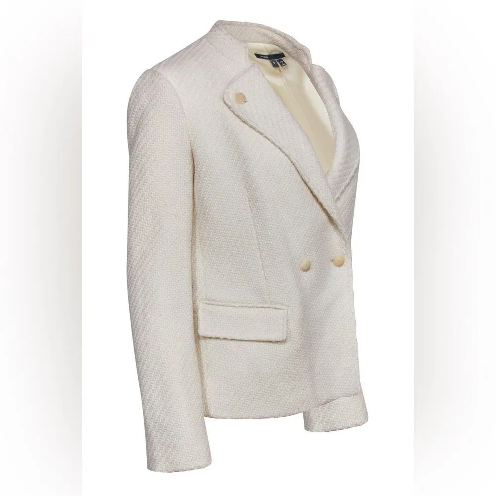 Vince Size 8 Cream Wool‎ Blend Boucle Jack Blazer Coat C14 - Image 2