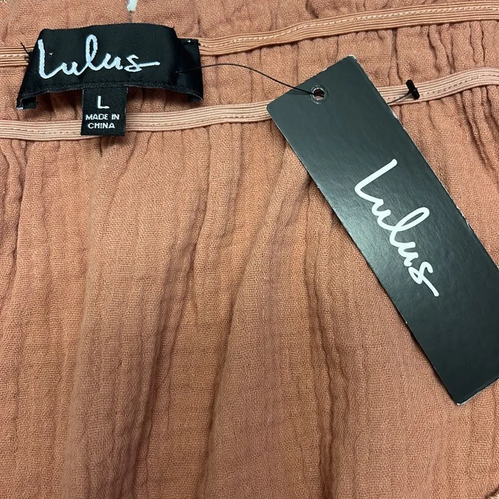 Lulus Off The Shoulder Gauze Dusty Rose Boho Blouse- Large - Image 10