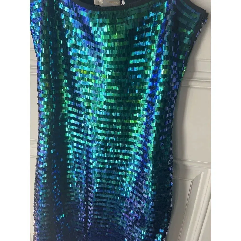 Stine Goya Acanthus Sequin Mini Dress Medium New With Tags Colorful Woman’s Green - Image 6