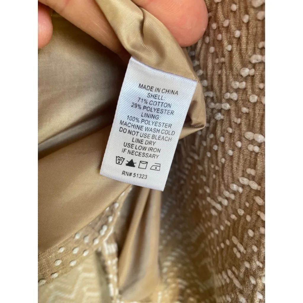 1.State Chevron Moto Jacket Beige White Textured S Cotton Parisian Scandi Preppy - Image 7