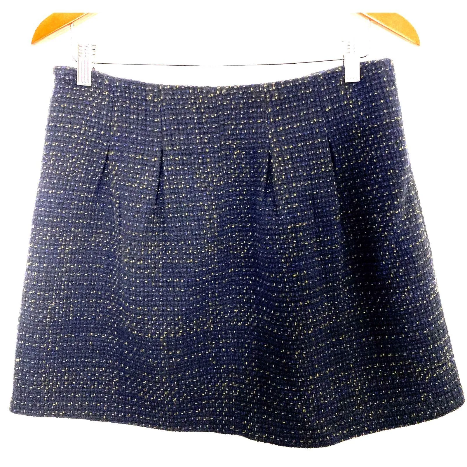 Promod Womens Feminine Blue Lined Zip Pleaded Mini Skirt Sz 8 - Image 2